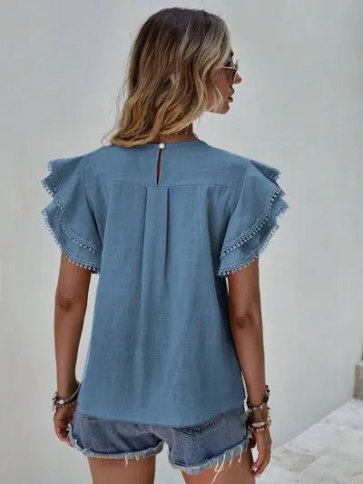 ElegantFlair Ruffle Sleeve Blouse