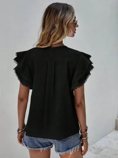 ElegantFlair Ruffle Sleeve Blouse