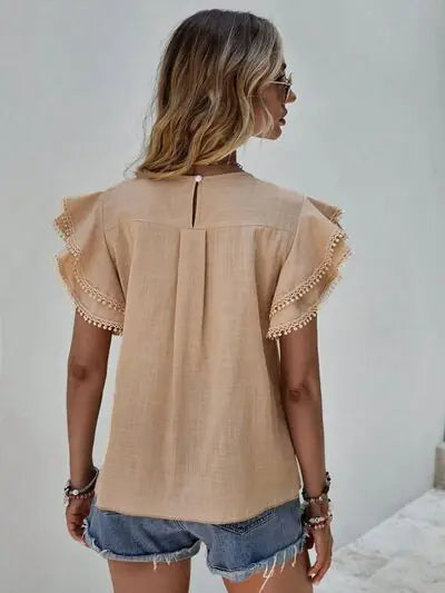 ElegantFlair Ruffle Sleeve Blouse