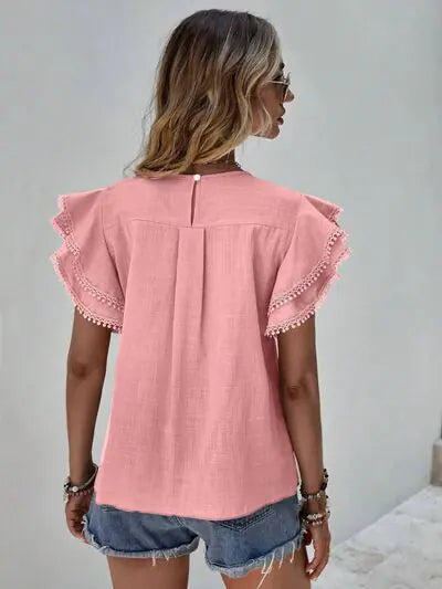 ElegantFlair Ruffle Sleeve Blouse