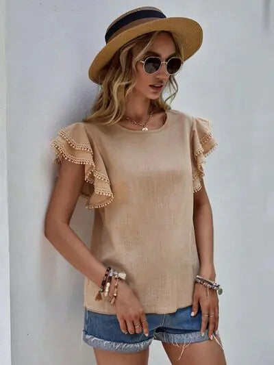 ElegantFlair Ruffle Sleeve Blouse